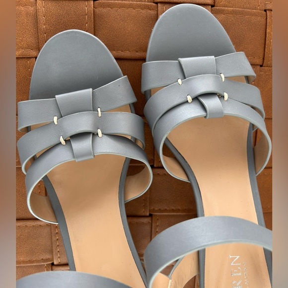 Lauren Ralph Lauren Soffia Leather Platform Heels Sandals Ocean Blue Size 9.5 - Picture 3 of 8